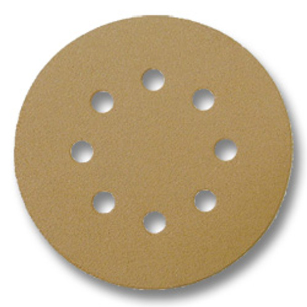 5" Abrasive Disc 100 Grit Gold Velcro 8-Hole