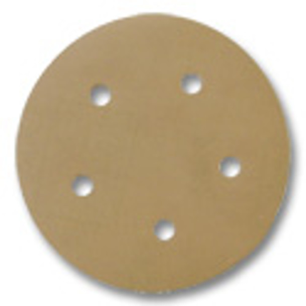 5" Abrasive Disc 120 Grit Gold Velcro 5-Hole