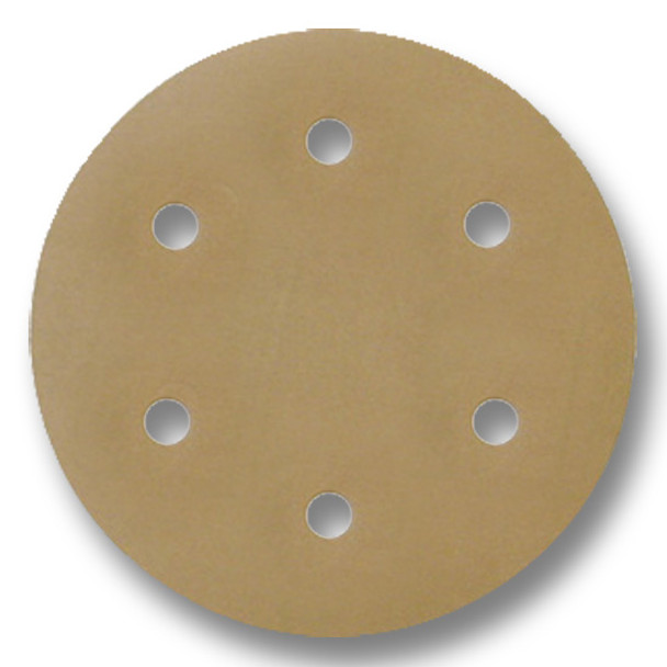 6" Abrasive Disc 220 Grit Gold Velcro 6-Hole