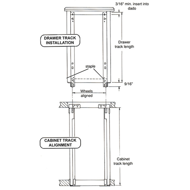 Trimmable Concealed Undermount Drawer Slides, 500 Series GO-EZ Replacement Kit