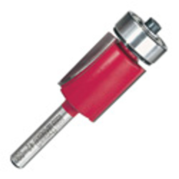 Carbide Router Bit, Flush Trim With Bottom Bearing, 1/4in Shank, 3/4in Dia, 1in Height, 2 Flutes