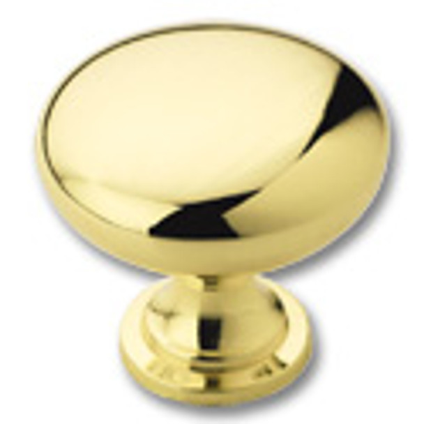 Round Cabinet Knob Polished Brass