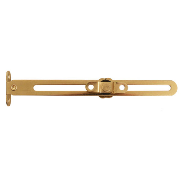 Lid Stay 6-3/4 x 3/4in Polished Brass Non-Handed, Adjustable Tension