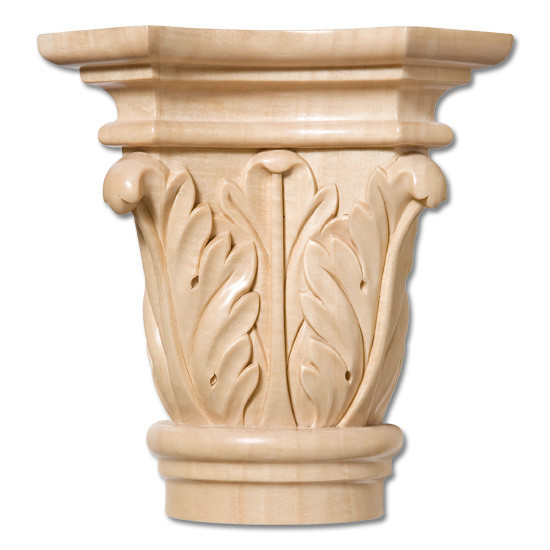 Acanthus Cherry Wood Capital- 7 1/16"