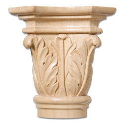 Acanthus Cherry Wood Capital- 7 1/16"