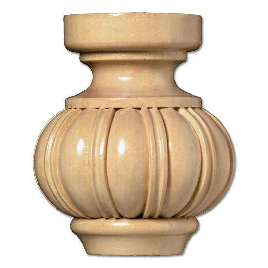 4 1/2 in. Fluted Bun Foot 1ea 10bx Maple