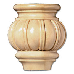 5 3/8 in. Fluted Bun Foot 1ea 6bx Cherry