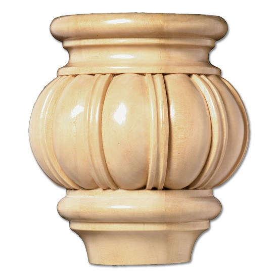 5 3/8 in. Fluted Bun Foot 1ea 6bx Maple