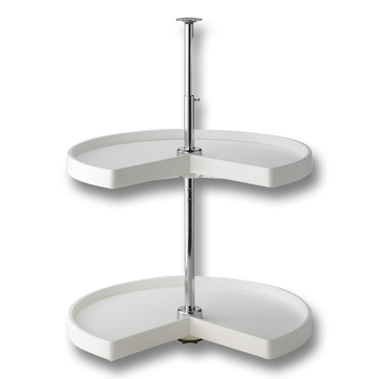 Kidney Shaped Polymer Lazy Susan, Two Shelf, 28", White