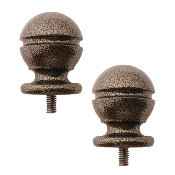 QG Rail End Cap Kit, w/ 1-1/2 Inch Ball Hammered Antique BrassKit Includes:2 - Rail End Cap