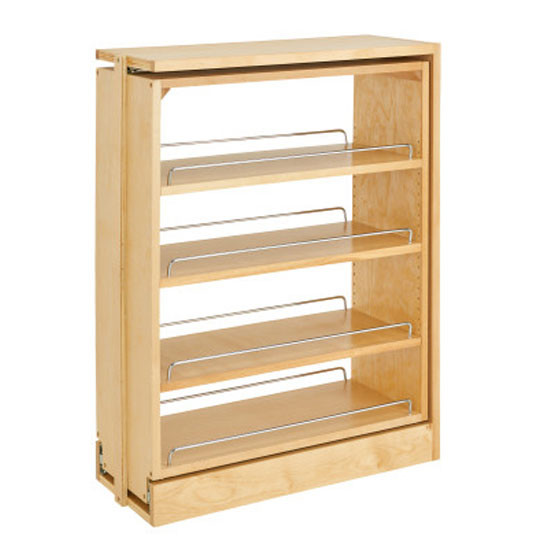 9" Base Filler Pull-Out w/Adjustable Shelves Natural Wood Maple