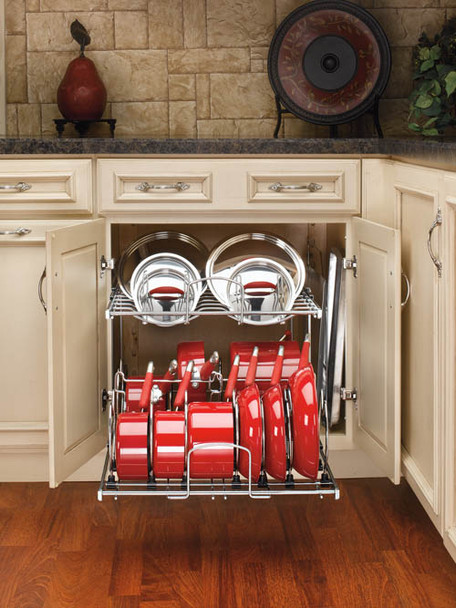 Two-Tier Cookware Organizer, Chrome, 21"