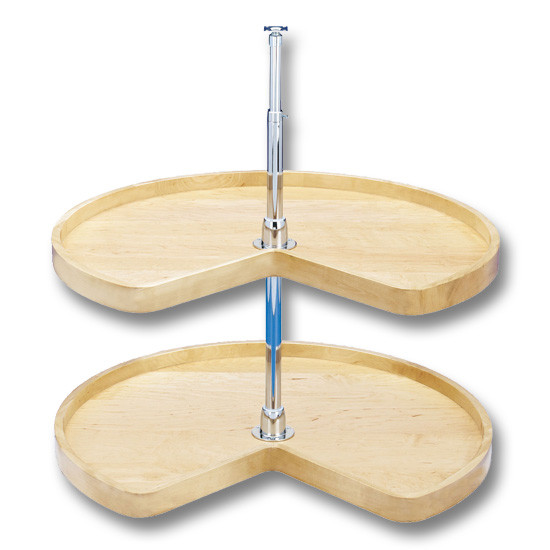 Kidney Shape, Banded Wood, 2 Shelf Susan, 24"