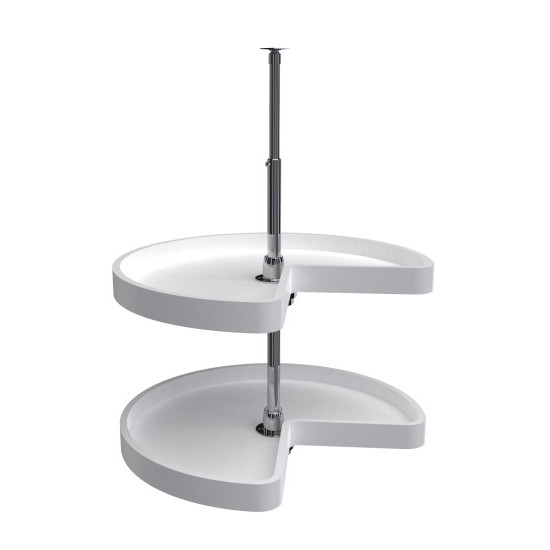 Kidney Shape, Polymer, 2 Shelf Susan, 24", White