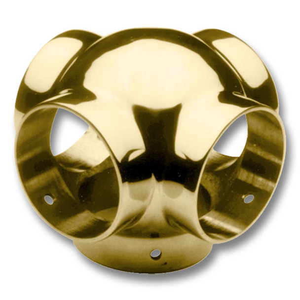 BALL CROSS, SIDE OUTLET, 2" Polished Brass