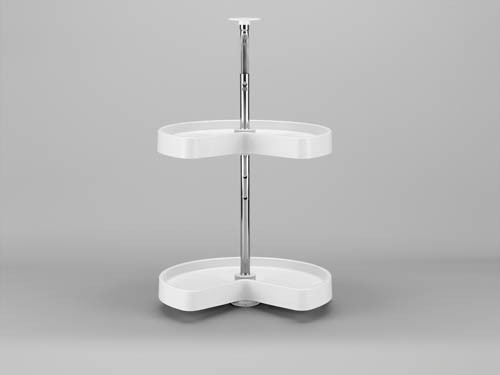 Kidney Shape, Polymer, 2 Shelf Susan, 32", Almond