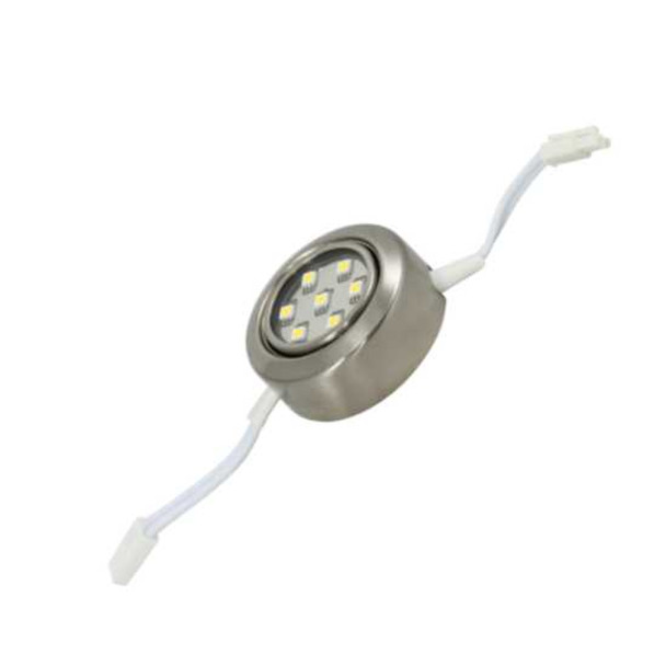 LED Puck Light, Satin Nickel Metal, Warm White Light (3,100k)