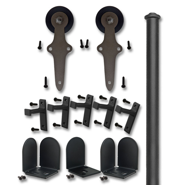 Quiet Glide Rolling Door Wright Hardware Short Bracket Kit Black