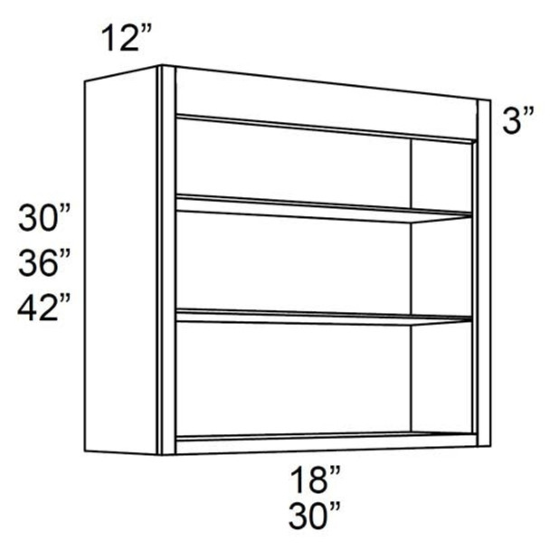 Wall Open Shelf 18 W X 36 H X 12 D - Galaxy Collection - Frost by Fabuwood