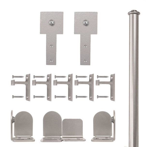 QG Rolling Door Cube Stick Hardware Short Bracket Kit Satin Nickel