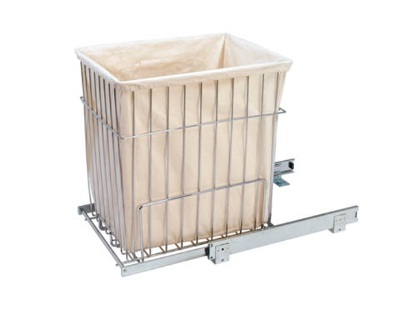 18" Chrome Wire Hamper Pullout w/liner