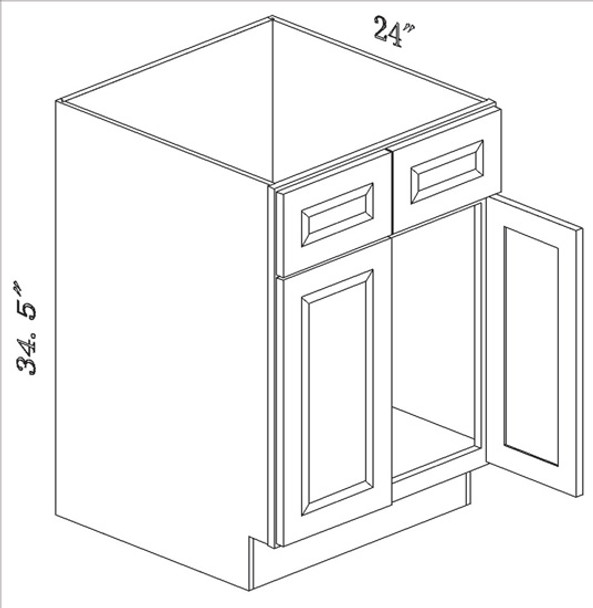 Sink Base 36 W X 34-1/2 H X 24 D - Arcadia White Shaker