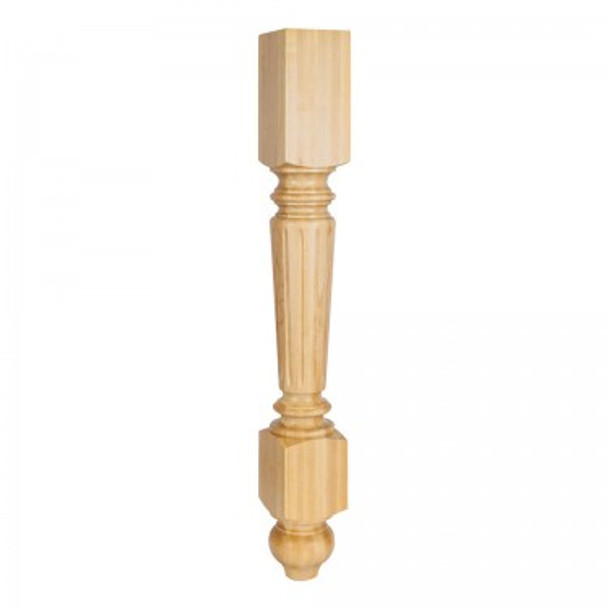 Fluted Turned Wood Post (Island Leg) 4-1/2" x 4-1/2" x 35-1/2", Rubberwood