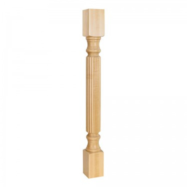 Wood Post with Reed Pattern (Island Leg) 3-1/2" x 3-1/2" x 35-1/2", White Birch