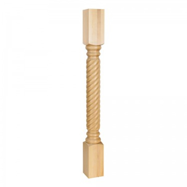 Wood Post with Rope Pattern (Island Leg) 3-1/2" x 3-1/2" x 35-1/2", Hard Maple