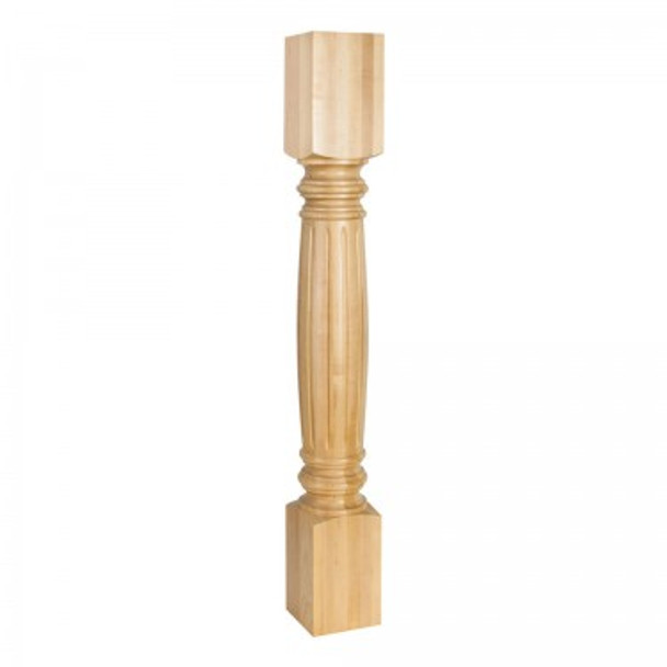 Fluted Turned Wood Post (Island Leg) 4-1/2" x 4-1/2" x 35-1/2", Hard Maple