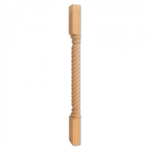 Wood Post with Rope Pattern (Island Leg), P3 Split in Half, 3-1/2" x 1-3/4" x 35-1/2" , Rubberwood