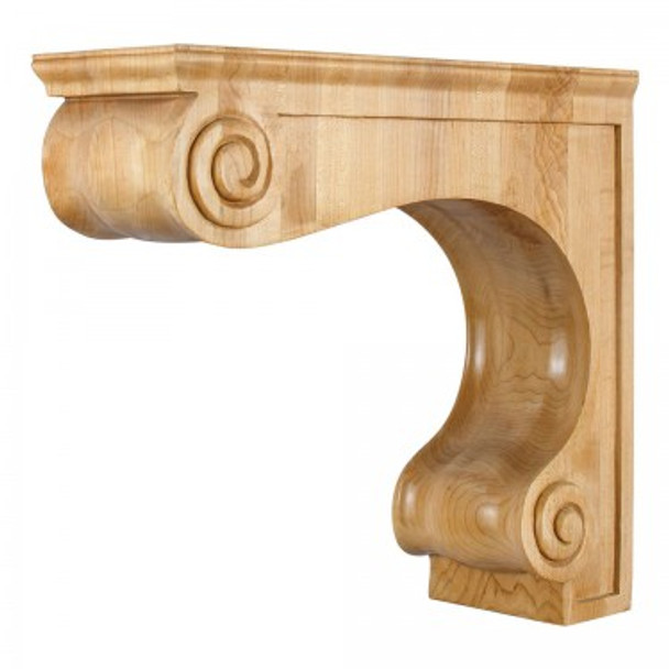 Traditional Large Range Hood Corbel 4-5/8" x 14" x 12", Rubberwood