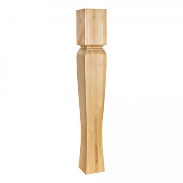 Island Post with Cove Ogee Groove and Tapered Leg 5" Square x 35-1/2", Rubberwood