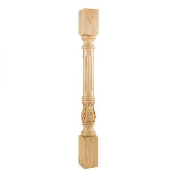 Turned Acanthus Fluted Post 3-1/2" x 35-1/2", Hard Maple