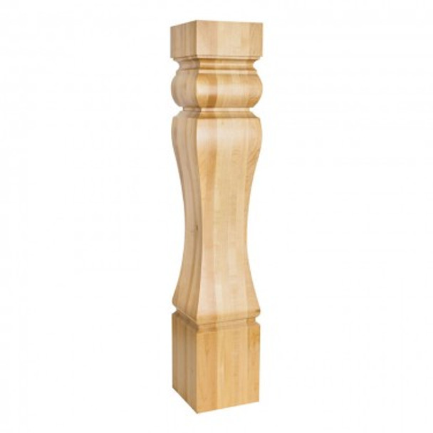 Baroque Wood Post (Island Leg) 6-1/2" x 6-1/2" x 35-1/2", Alder