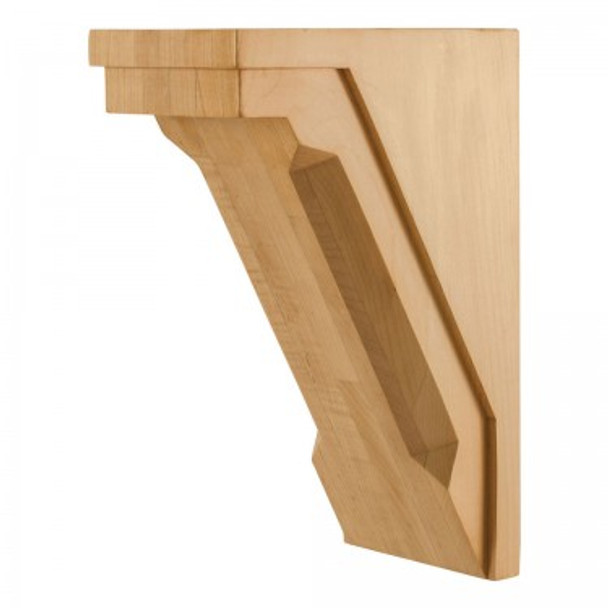 Modern Corbel with Chamfer Edge 5" x 8" x 12", Rubberwood