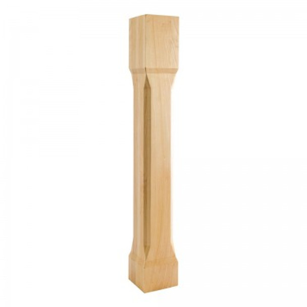 5" Square x 35-1/2" Post with 1/4" Recess and Chamfer Edges, Hard Maple