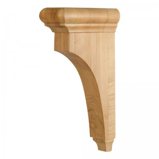 Transitional Corbel with Bullnose Cap and 1-1/2" Reveal 3" x 6-1/2" x 12", Hard Maple