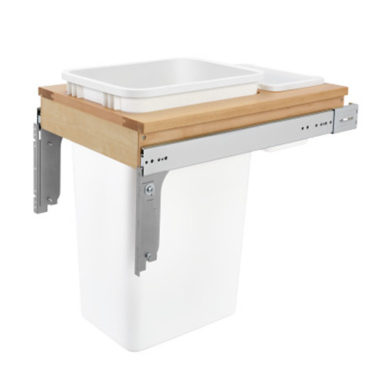 Single 50 Qt. Top Mount Wood Pull Out Container 1.5" Face Frame