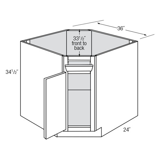 Diagonal Corner Sink Base w/ Tilt Out Tray 36 W X 34-1/2 H X 24 D - Norwich Series by JSI