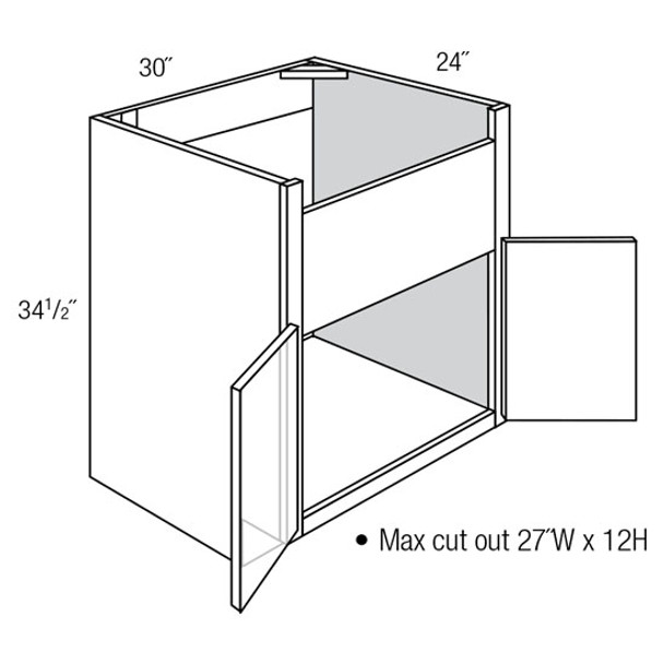 Farm Sink Base 30 W X 34-1/2 H X 24 D - Norwich Series by JSI