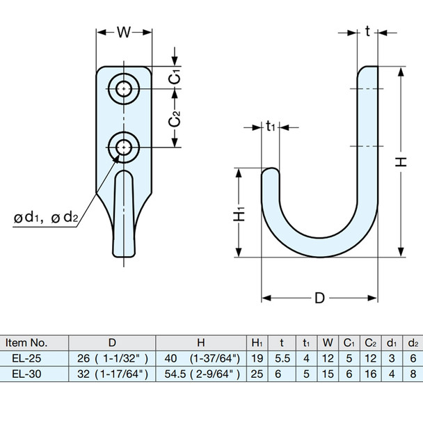 vStainless Steel Hook, 1-17/64" Projection 2