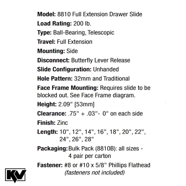 24" Heavy-Duty, Full-Extension, Side-Mount Drawer Slide w/ 200 Lb. Capacity 3