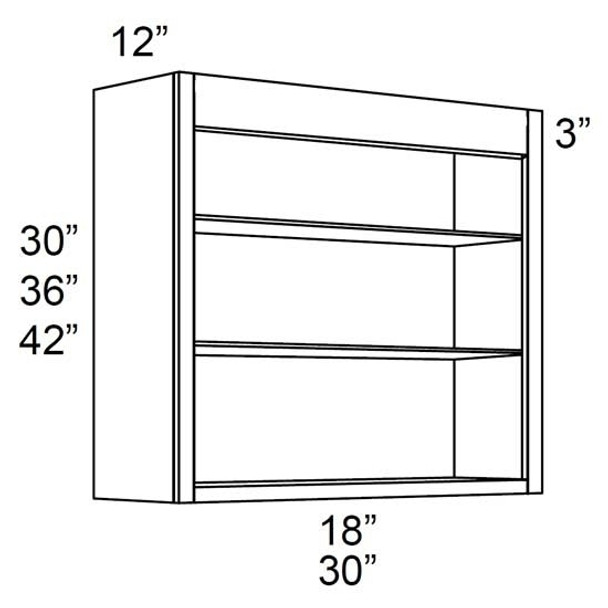 Wall Open Shelf 30 W X 36 H X 12 D - Galaxy Nickel by Fabuwood