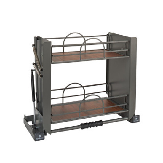 Solid Bottom Pulldown Shelving System for Wall 24” Orion Gray
