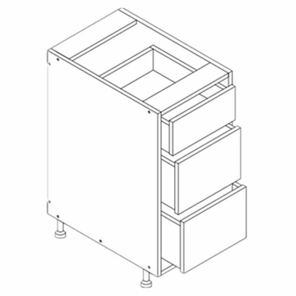 Base 3 Drawer 15 W X 34-1/2 H X 24 D - Modern Dark Wood