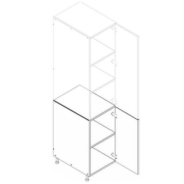 Pantry Bottom 18 W X 54 H X 24 D - Modern Dark Wood (add top for desired height)