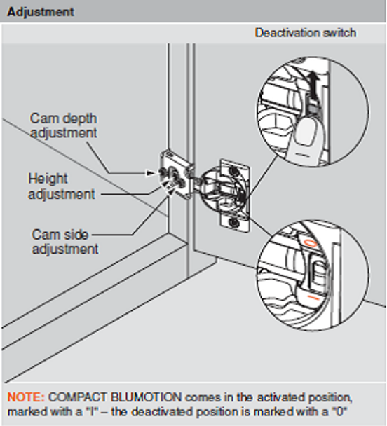 Blum COMPACT BLUMOTION 38N 105° Face Frame Hinge, 3/8 Inch Overlay, Screw-On