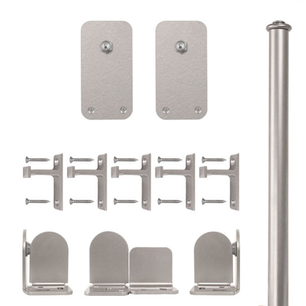 QG Rolling Door Basic Rectangle Hardware Long Bracket Kit Satin Nickel
