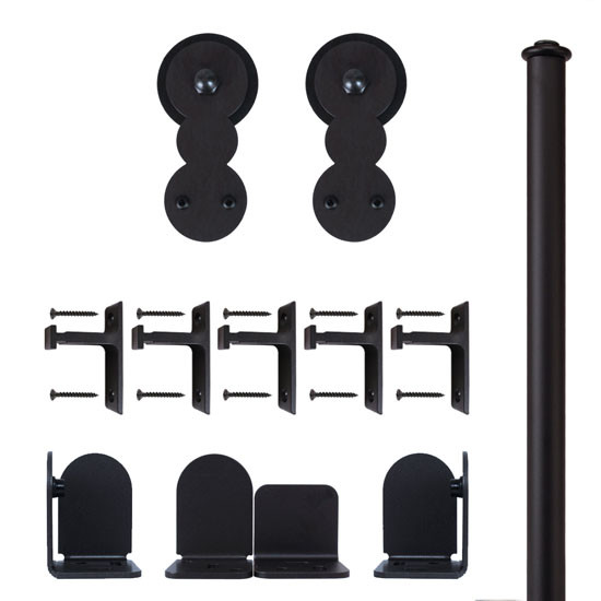 QG Rolling Door Circles Hardware Long Bracket Kit Black
